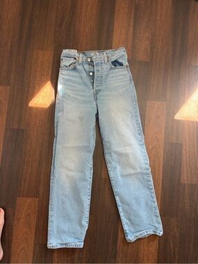 Levi's Light Blue Straight-Leg High-Rise Jeans with Button Fly